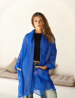 The sheer electric blue Linen cardigan