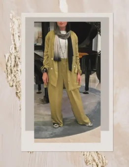 The asymmetric silk set in Kiwi