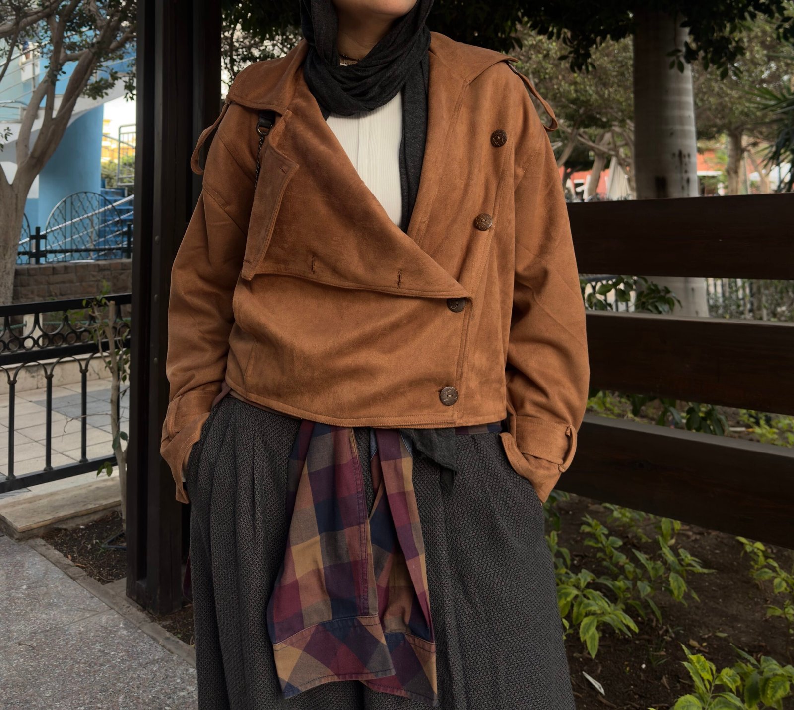 Swede trench cropped jacket